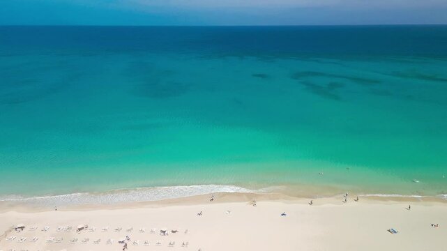 Aerial drone view of Costa Calma beach during the sunset,Fuerteventura, Canary Islands