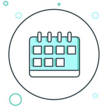 Line Calendar icon isolated on white background. Event reminder symbol. Colorful outline concept. Vector
