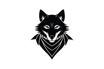Silhouette art illustration of a wolf head wearing bandana.eps