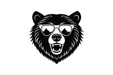 Silhouette art illustration of a bear head wearing sunglasses.eps