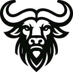 Powerful Black Buffalo Head Vector Illustration Graphic Design	