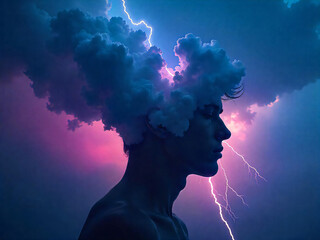 "Storm Within – Abstract Emotional Turmoil of Depression"