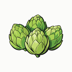 Obraz premium Watercolor Artichokes group sketch style minimalist head logo, Icon, element. Vector illustration