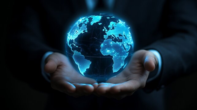 Holding Earth Globe in Hands Concept for Global Business or Technology