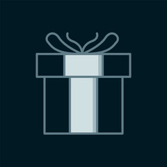 Line Gift box icon isolated on black background. Valentines day. Flat filled outline style with shadow. Vector