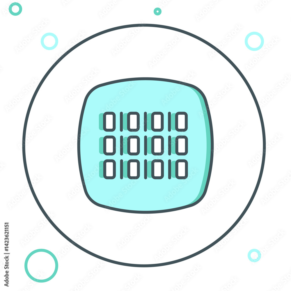Poster line binary code icon isolated on white background. colorful outline concept. vector
