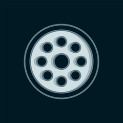 Line Sewing button for clothes icon isolated on black background. Clothing button. Flat filled outline style with shadow. Vector