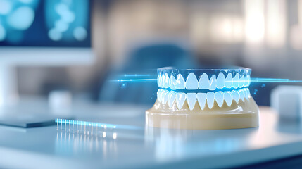 Dental innovation showcase dental office 3d model modern environment close-up view advanced technology concept