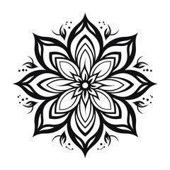 Black and White Lotus Flower Mandala &ndash; Hand-Drawn Floral Line Art Illustration

