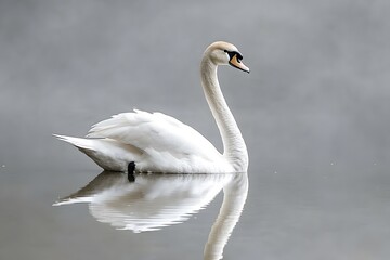 Obraz premium Swan reflecting on serene lake