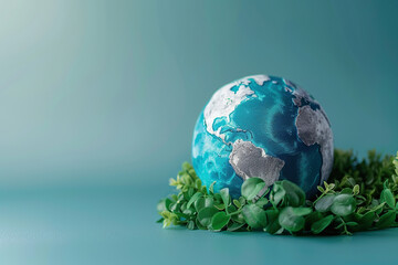 Fototapeta premium Greeting card with holiday composition for world environment day, abstract vivid composition consists of fictional unreal fantastic vision on background