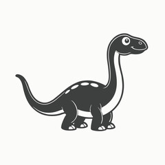 Black silhouette Cartoon dinosaur with spiked sail, Cartoon green dinosaur on white background