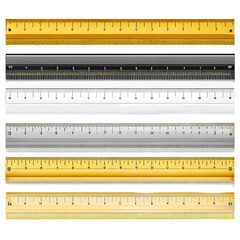 icon Set of realistic rulers in yellow, white, and black for school supplies png