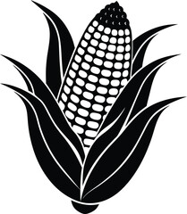 Corn Silhouette Vector - Black Agricultural Crop Vector