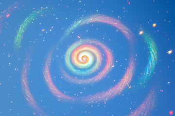 Colorful swirling galaxy creating a mesmerizing vortex effect in space at night