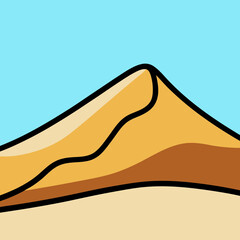 Cartoon Sand Dune in a Desert Landscape with Clear Blue Sky