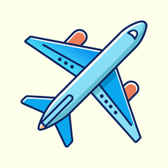 Illustration of a blue airplane flying, symbolizing travel and air transportation