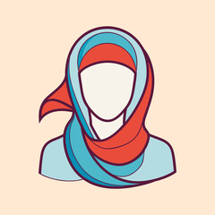 Stylized vector illustration of a woman wearing a hijab and head covering