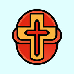Symbolic Christian cross in vibrant colors, a depiction of faith and religion