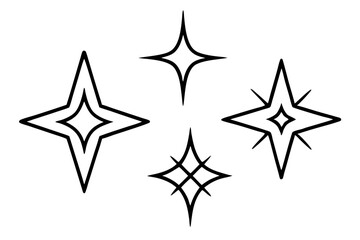 Sleek Cosmic Star Line Drawing