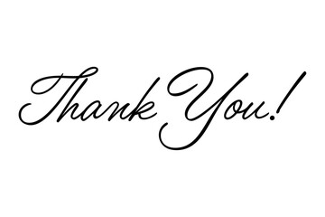 手書き風の書体で書いたThank You !（ありがとう）の文字（カリグラフィー）
