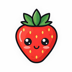 Obraz premium Kawaii Strawberry Cartoon Character Illustration for Kids