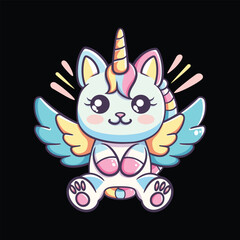 Cute Unicorn Cat with Wings