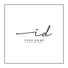 ID Initial Logo in Signature Style for Photography and Fashion Business - Hand Drawn Signature Logo Vector