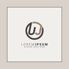 Abstract Letter UJ Logo - Initial Monogram Template for Alphabet U and J