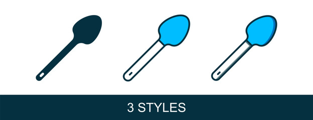Filled outline Teaspoon icon isolated on white background. Cooking utensil. Cutlery sign. Vector