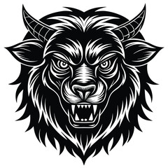 This wild vector art features a tribal lion head tattoo alongside a powerful wolf face, illustrating the strength of these animal symbols