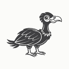 Fototapeta premium Black silhouette brown fat vulture cartoon illustration