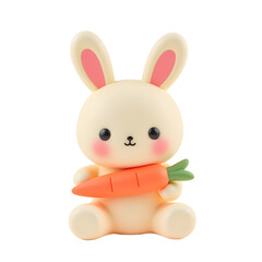 Cartoon Rabbit Holding Carrot Charming Toy for Children's Illustration