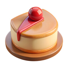 Delicious 3D Strawberry Cheesecake Slice: Dessert Icon

