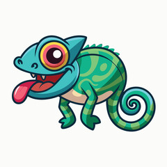 Obraz premium Hand drawn cartoon iguana illustration. Concept Alphabet I iguana chameleon vector cartoon illustration isolated on white background