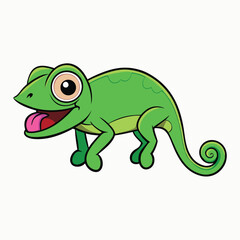 Hand drawn cartoon iguana illustration. Concept Alphabet I iguana chameleon vector cartoon illustration isolated on white background