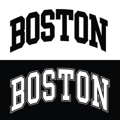 Boston hand lettering with map design vector, Boston text vector typography design	