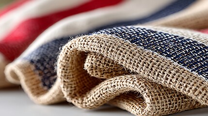 Fototapeta premium Soft Vintage Tones Pattern of Stars and Stripes Fabric Detail