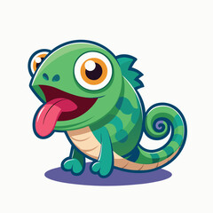 Obraz premium Hand drawn cartoon iguana illustration. Concept Alphabet I iguana chameleon vector cartoon illustration isolated on white background