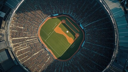 A baseball stadium filled with spectators.
