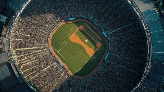 A baseball stadium filled with spectators.