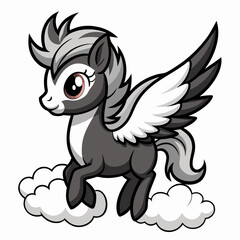 vector illustration of cartoon horse