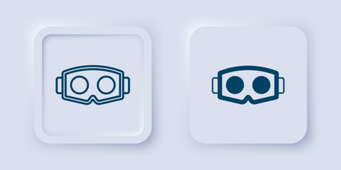 Filled and outline Virtual reality glasses icon isolated on grey background. Stereoscopic 3d vr mask. Optical head mounted display. Square button. Vector