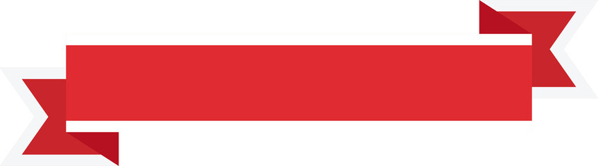Red Ribbon with White Border Banner and Label - Flat Design Illustration