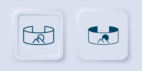Filled and outline 360 degree view icon isolated on grey background. Virtual reality. Angle 360 degree camera. Panorama photo. Square button. Vector