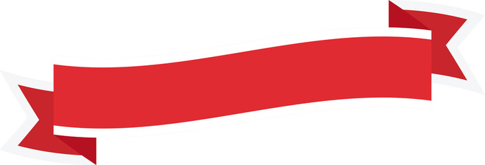 Red Ribbon with White Border Banner and Label - Flat Design Illustration