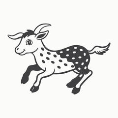 Obraz premium Black silhouette Goat vector illustration. cute goat cartoon clipart, animal in flat style.