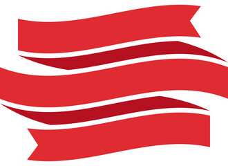 Obraz premium Red Ribbon with White Border Banner and Label - Flat Design Illustration