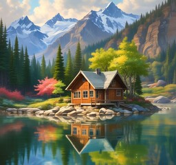 Fototapeta premium Illustration of spring landscape.