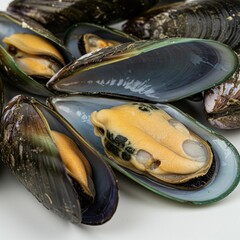 Fresh Mussels with Vibrant Shells and Delicate Interiors